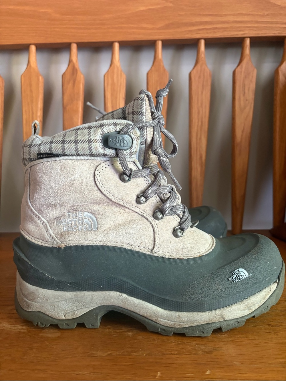 The North Face Beige and Gray Women's Insulated Winter Boots